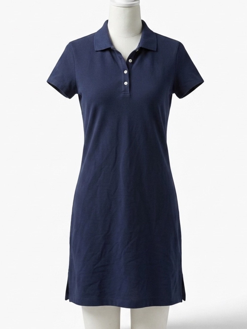 Anne Klein Navy Blue Preppy Polo Dress with Buttons Cotton Tennis Country Club